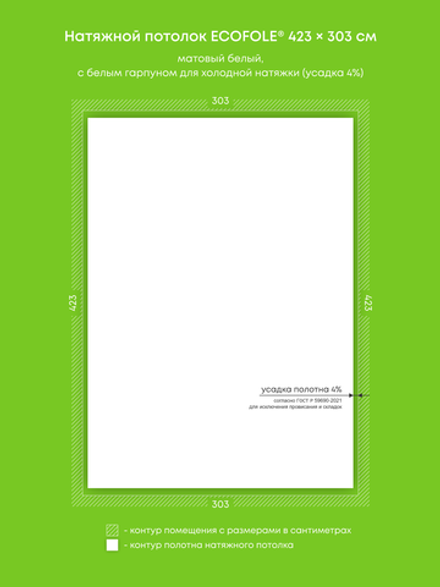 Матовый натяжной потолок 12.8 м2