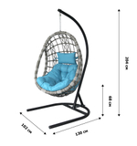 Кресло подвесное Garden Story Ривьера (стойка+основание.черн.,корзн.серая.,подуш.estera лазурный. 3уп. (В))