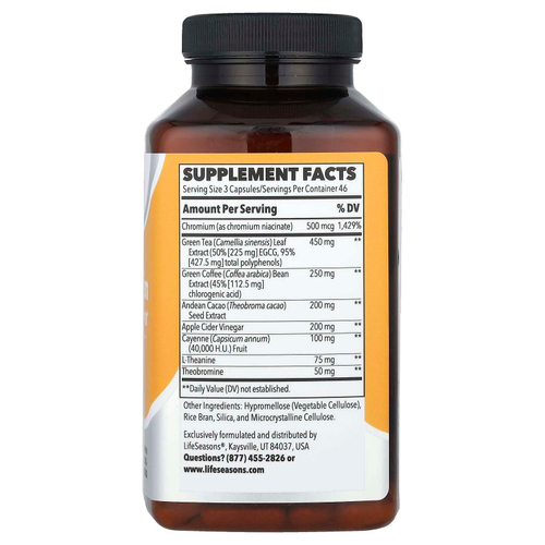 LifeSeasons, Therapeutics, добавка для поддержки обмена веществ и коррекции веса, 140 растительных капсул