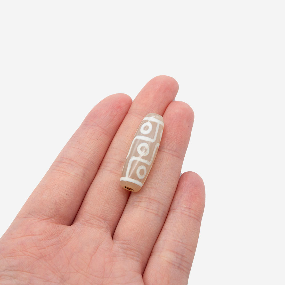 Бусина Дзи "Девять глаз" из агата, 29*10мм, белый