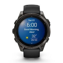 Garmin Fenix 8 Amoled Sapphire 47 мм – Титановый, угольно-черный DLC, пепельно-черный ремешок