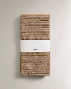 ZARA HOME КУХОННОЕ ПОЛОТЕНЦЕ ИЗ МАХРОВОГО ХЛОПКА В ПОЛОСКУ, БЕЖЕВЫЙ