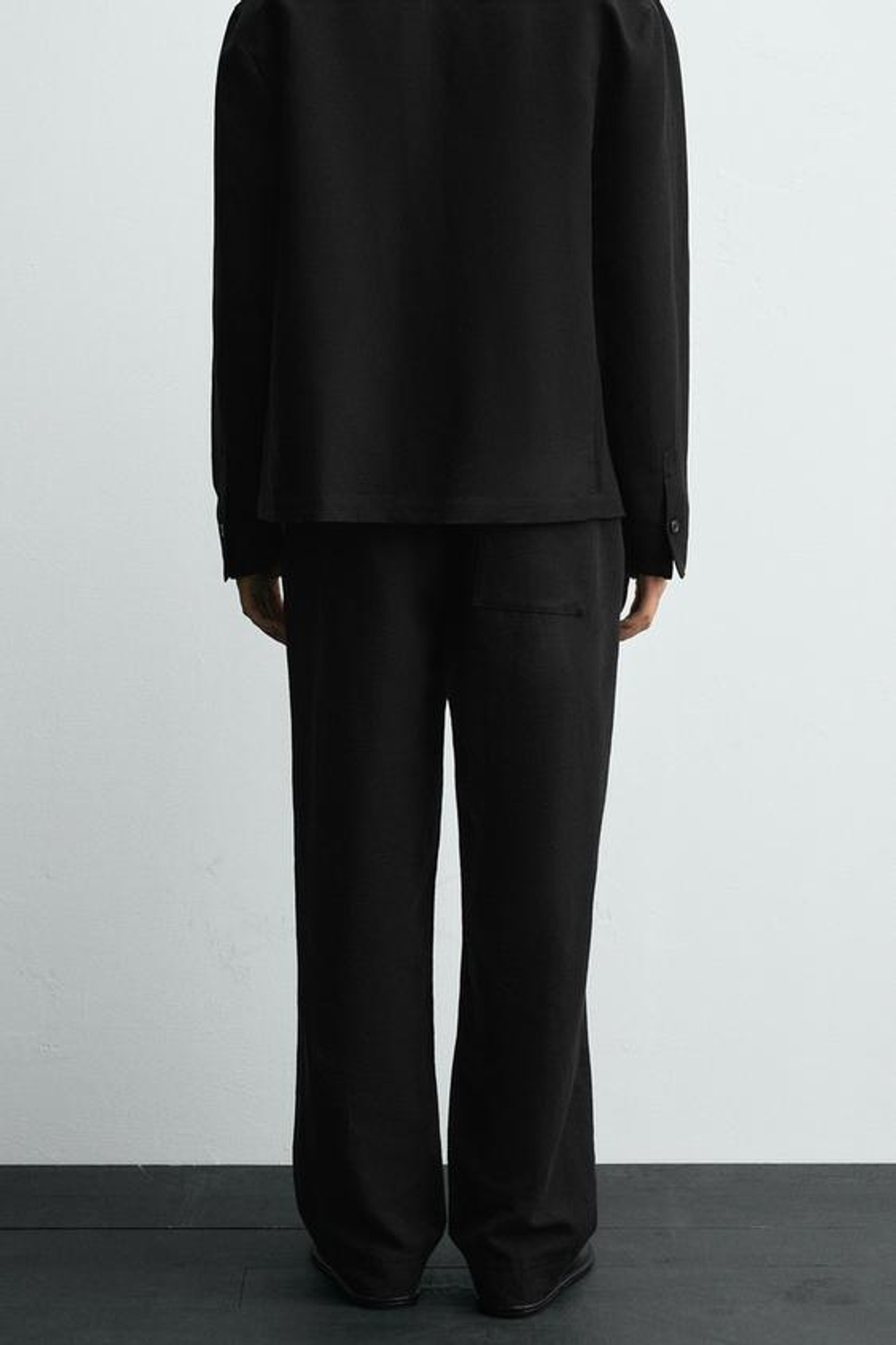 ZARA БРЮКИ КОСТЮМНЫЕ ИЗ ХЛОПКА И ЛЬНА, ЧЕРНЫЙ