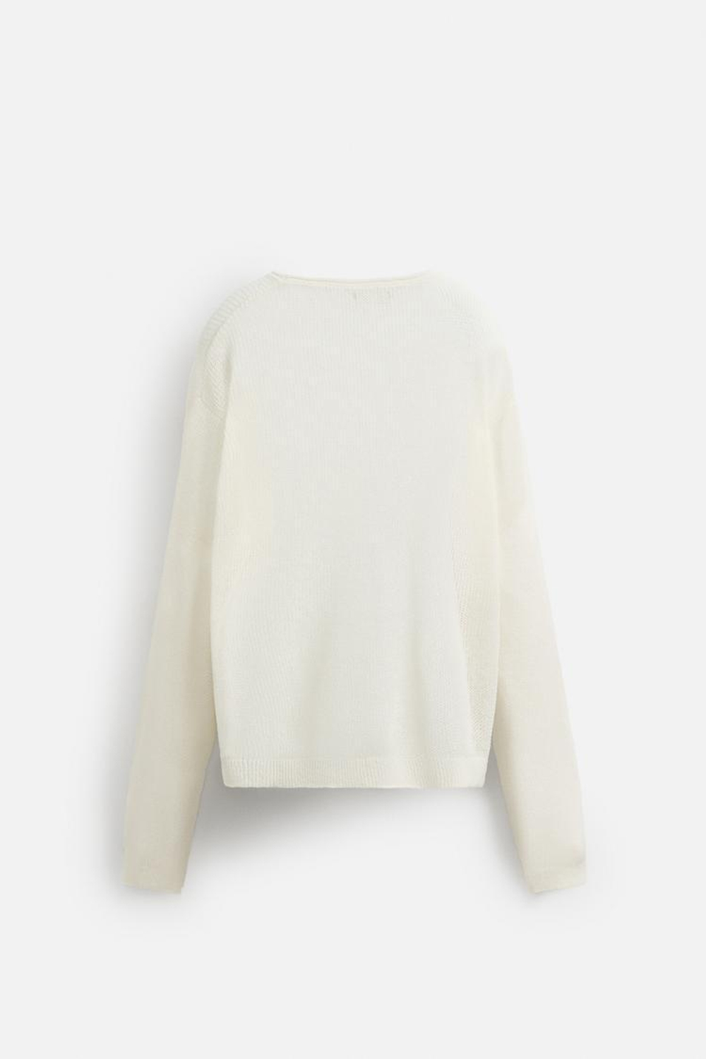 ZARA СВИТЕР ИЗ ЛЬНЯНОЙ СМЕСОВОЙ ТКАНИ С РЕЛЬЕФНЫМ УЗОРОМ, ЭКРЮ