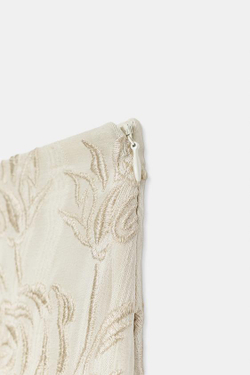 ZARA ЮБКА С ВЫШИВКОЙ И БАХРОМОЙ — ZW COLLECTION, ЭКРЮ