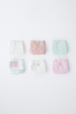 ZARA НАБОР ИЗ ДВУХ ТРУСОВ В СТИЛЕ ПЭЧВОРК С ЦВЕТАМИ В РУБЧИК, РАЗНОЦВЕТНЫЙ