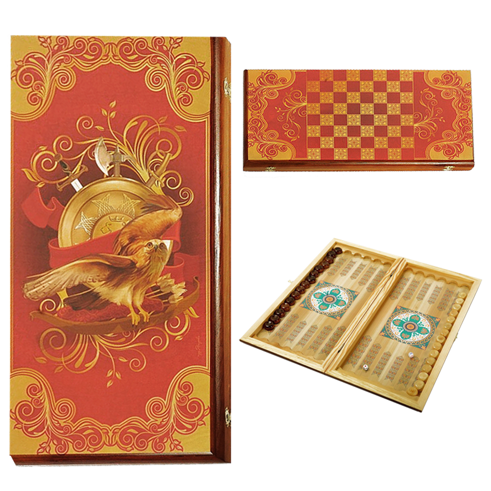 Нарды "Ястреб" в дер. коробе средние SA-YA-M