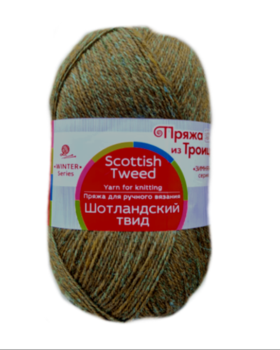 Пряжа "Шотландский твид", 100% шерсть, 100 гр - 360 м, горчичный меланж