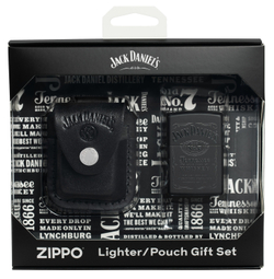 Набор Zippo Jack Daniels®: зажигалка с покрытием Black Matte и кожаный чехол в подарочной коробке