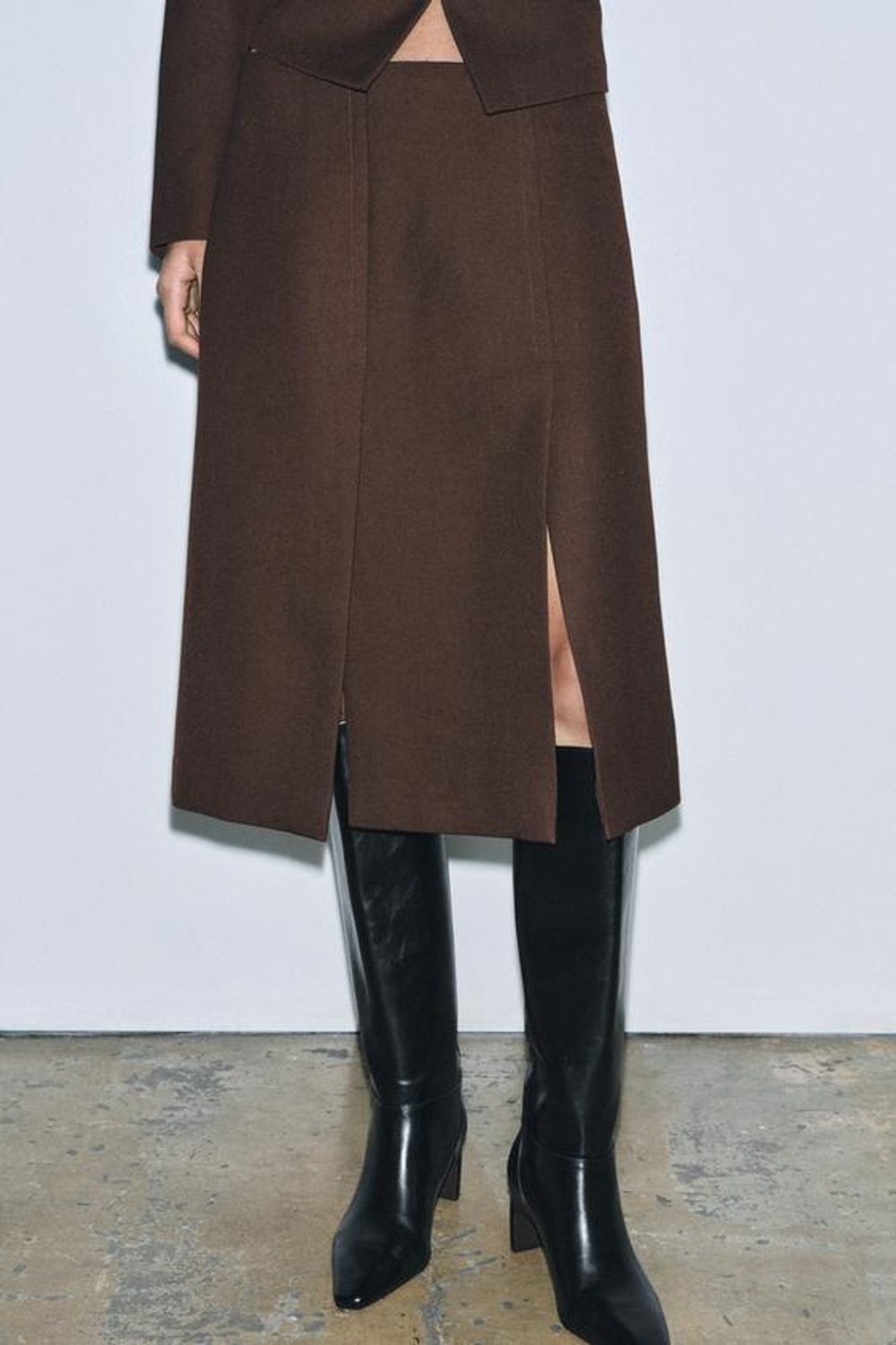 ZARA ЮБКА В СКЛАДКУ — ZW COLLECTION, КОРИЧНЕВЫЙ