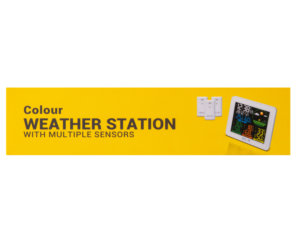 Метеостанция Explore Scientific с цветным экраном и тремя датчиками, белая