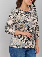 Лонгслив ЛНв-306/коллажиндиго-серыецветы