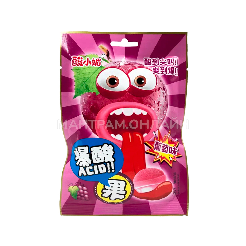 Карамель кислая Dongxu Acid вкус виноград 24 г