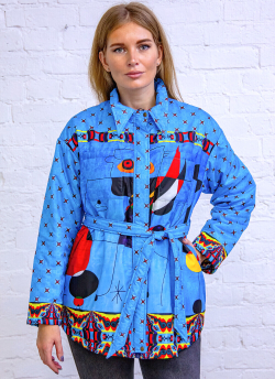 Куртка-рубашка "Миро синий", по мотивам абстрактной живописи Жоан Миро
