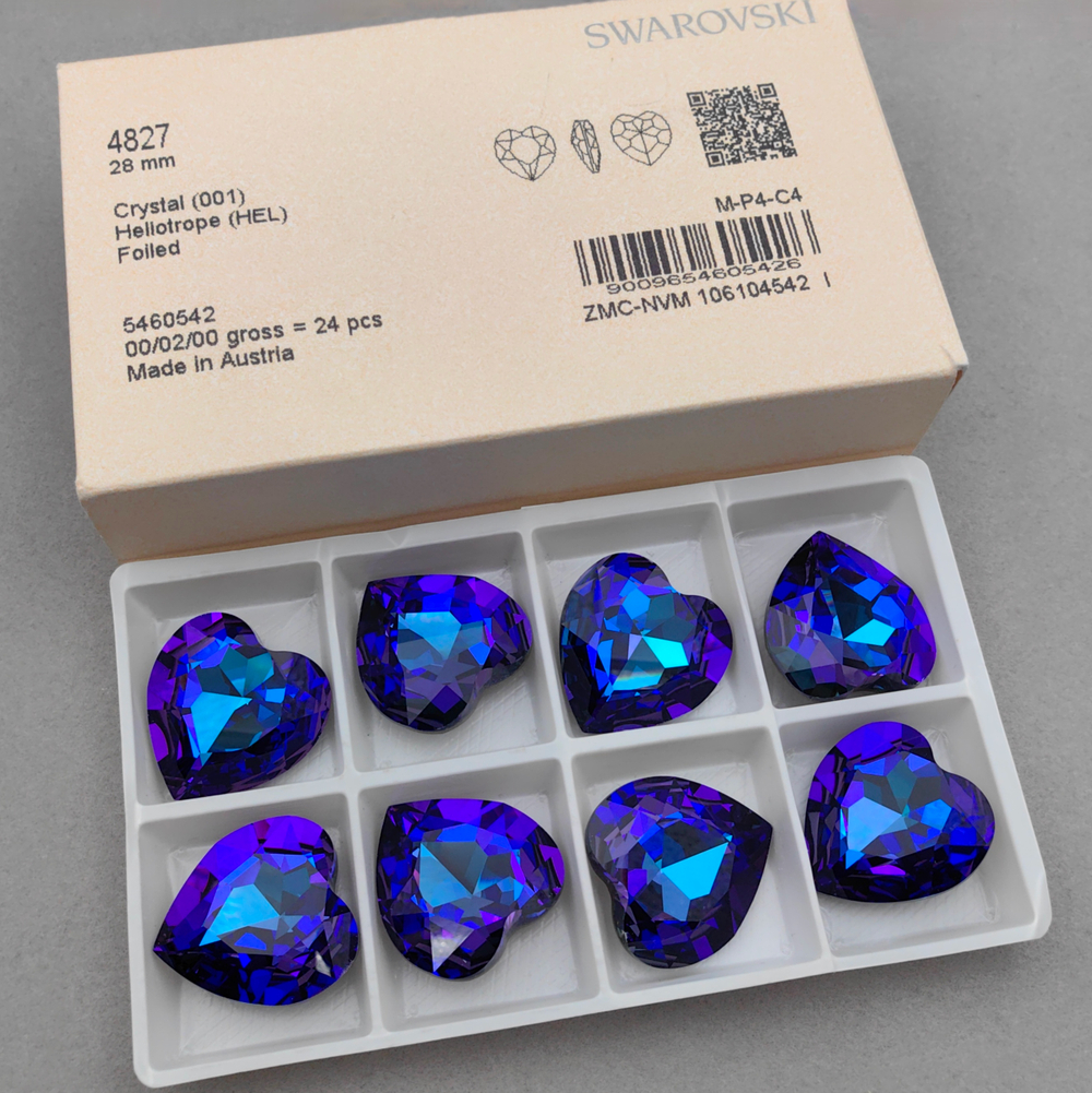 Swarovski 4827 Round Heart, Crystal Heliotrope F