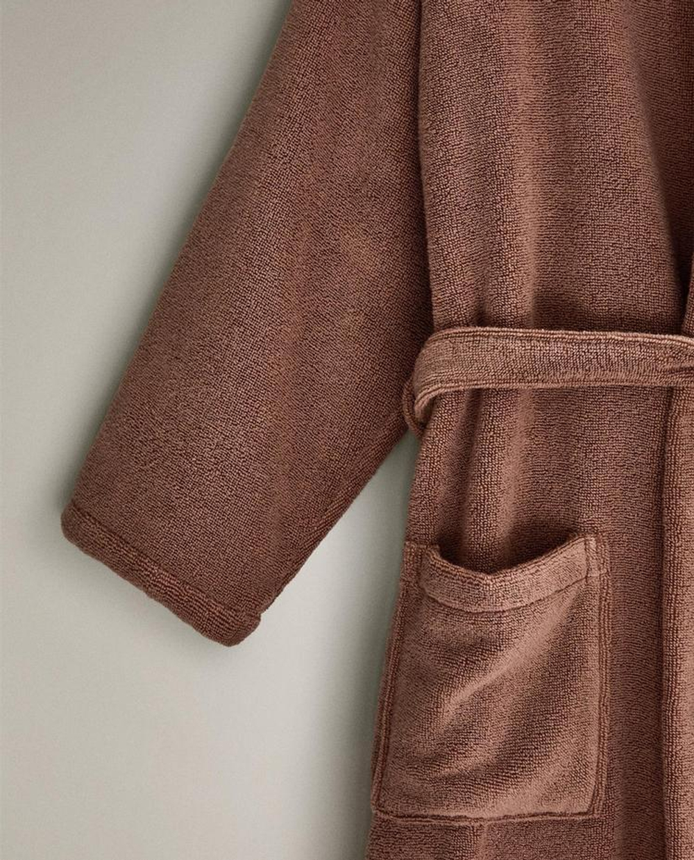 ZARA HOME ХЛОПКОВЫЙ ХАЛАТ С КАПЮШОНОМ, РОЗОВЫЙ