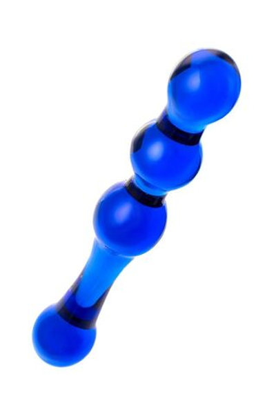 Синий стеклянный фаллоимитатор с наплывами - 20,5 см.