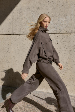 ZARA БОМБЕР С ВОРОТНИКОМ-СТОЙКОЙ, КОРИЧНЕВЫЙ МЕЛАНЖ