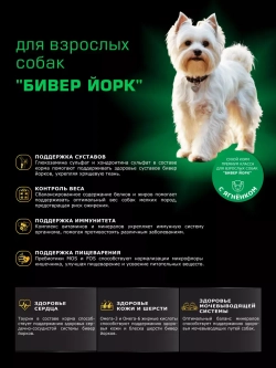 Корм сухой для собак породы Бивер Йорк, с ягненком, 2,5 кг