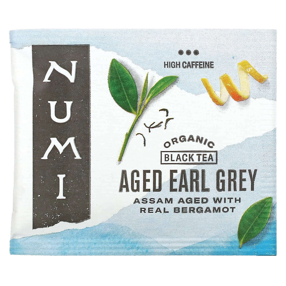 Numi Tea, Органический черный чай, выдержанный Эрл Грей, 18 чайных пакетиков, 1,27 унции (36 г)