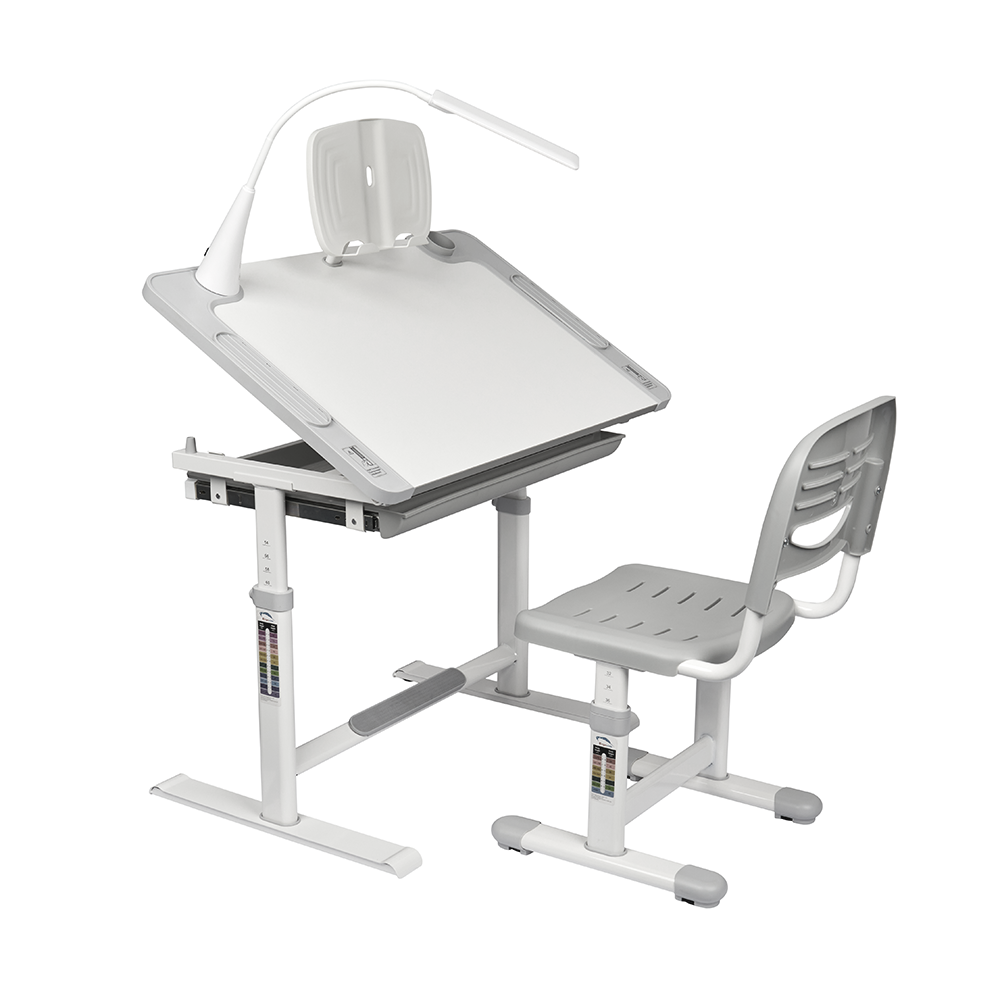 Комплект растущей детской мебели Fundesk Littonia парта + стул + выдвижной ящик + подставка + лампа