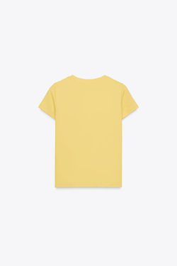 ZARA ФУТБОЛКА С ТЕКСТОВЫМ ПРИНТОМ, ЖЕЛТЫЙ