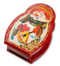 Народные промыслы ШК-11/62-C Шкатулка в технике декупаж «Матрешка-снеговик» (20х14х6)