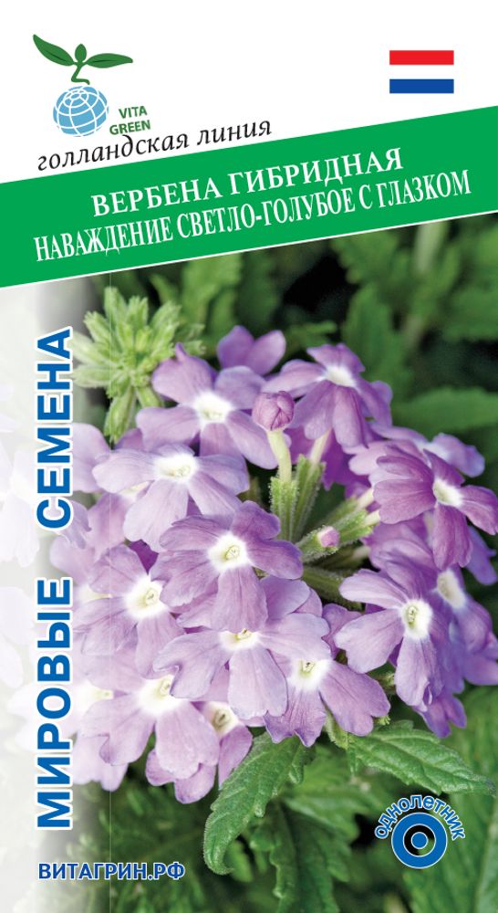 Вербена гибридная Наваждение Светло-голубое с глазком 10шт Мировые Семена VITA GREEN