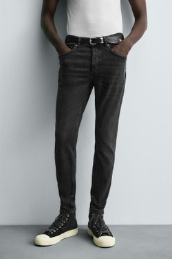 ZARA УКОРОЧЕННЫЕ ДЖИНСЫ SKINNY, УГОЛЬНЫЙ