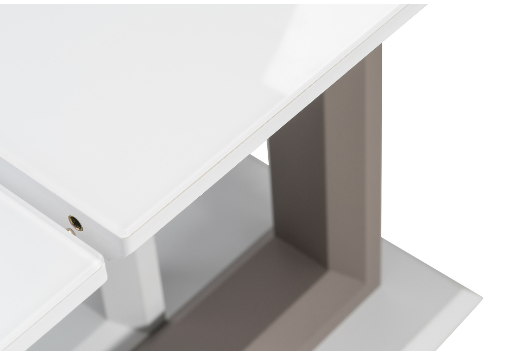 Стол стеклянный Woodville на тумбе Санса 140 белая шагрень, грей