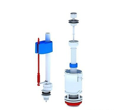 Арматура для бачка, нижняя подводка, ручка хром, шток ,пласт