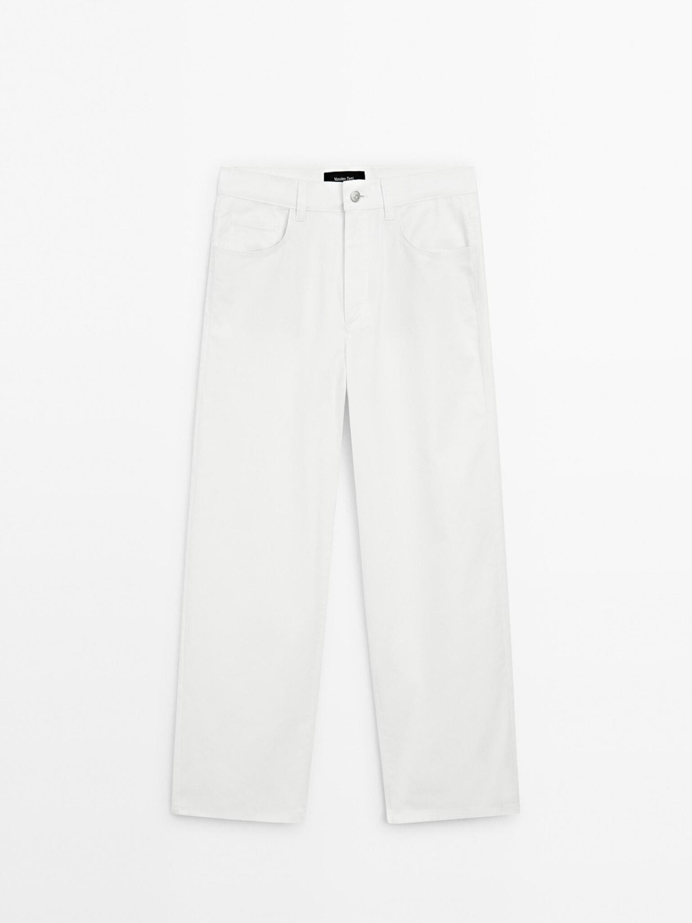 Massimo Dutti Укороченные брюки прямого кроя из хлопковой смеси, белый