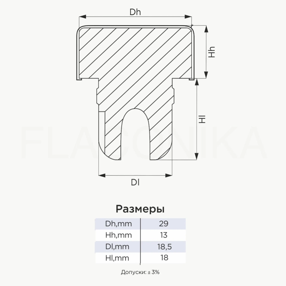 Пробка камю 18,5 мм (R) Т-образная Черная Глянцевая
