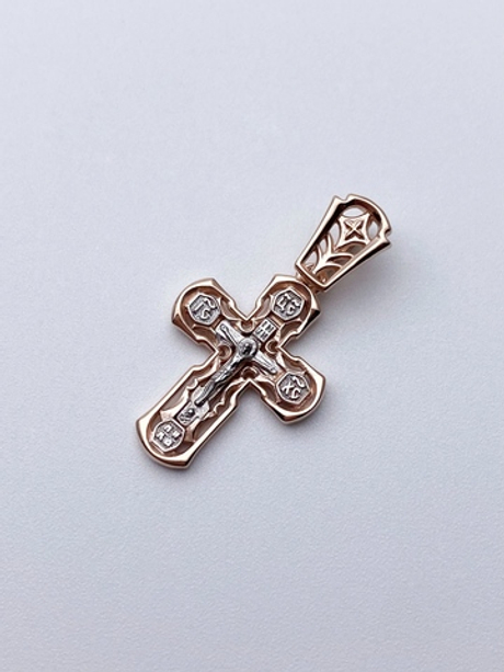 Крест из серебра/Позолота,Родий/С подвижным ухом