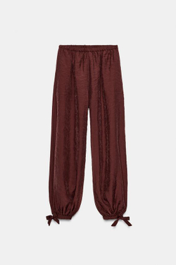 ZARA БРЮКИ-БАГГИ С ЗАВЯЗКАМИ — ZW COLLECTION, ЧЕРЕПИЧНЫЙ