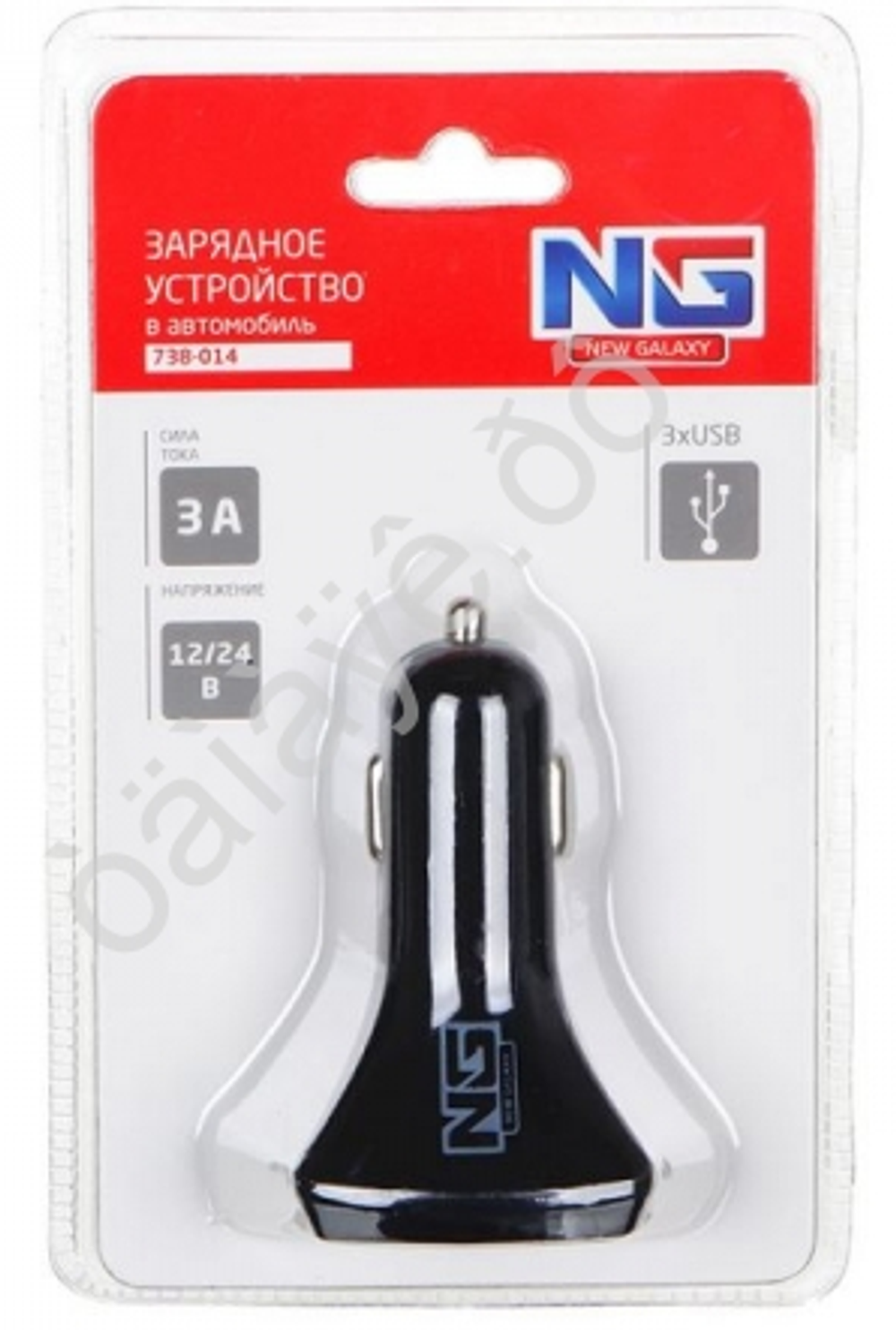 ШТЕКЕР-зарядка 3 USB  короткий 12v-24v 3,0А NG 738014