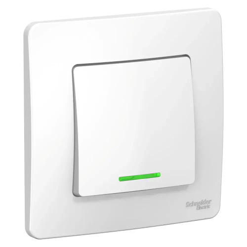 BLANCA С/У 1-клавишный ВЫКЛЮЧАТЕЛЬ (сх.1) с подсветкой, 6А, 250В, БЕЛЫЙ