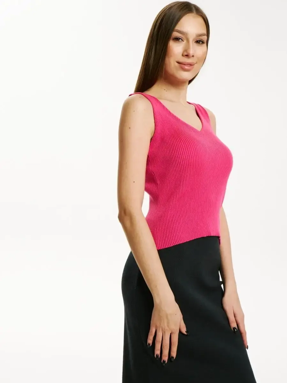 Топ вязаный, майка в рубчик