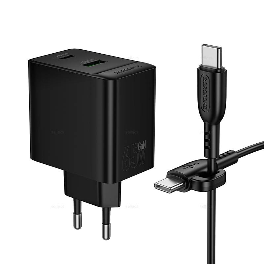 Borofone BAS17A Erudite PD65W(1C1A) зарядное устройство комленкт (Type-C) (black) (Краснодар склад)