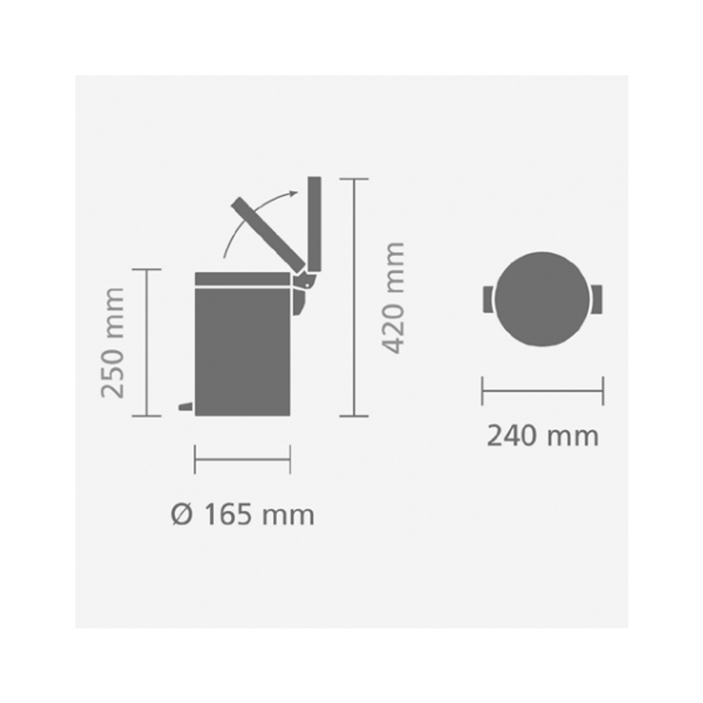 Ведро для мусора Brabantia матовая сталь с защитой от отпечатков пальцев 3л схема