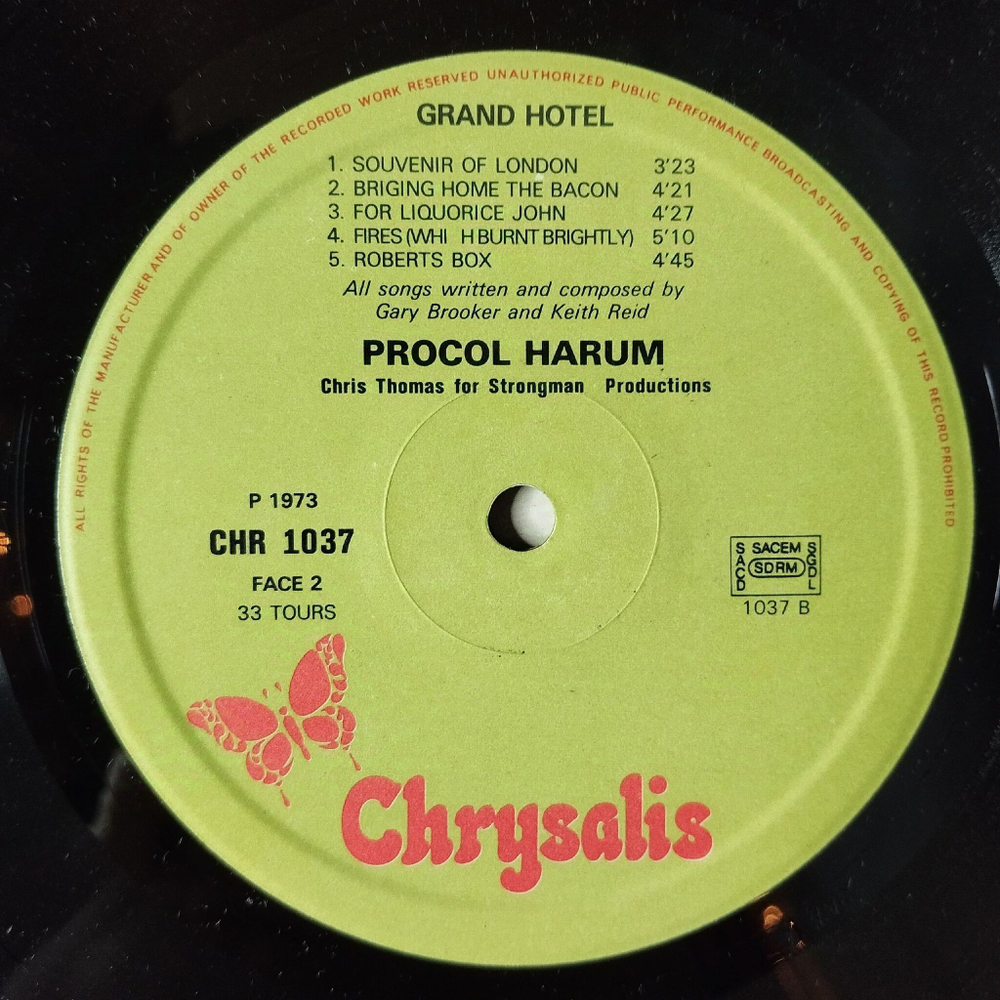 Винтажная виниловая пластинка LP Procol Harum Grand Hotel (France 1973)