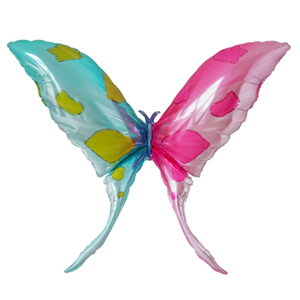 Фольгированный шар-фигура «Бабочка» голубо-розовая, 114 см