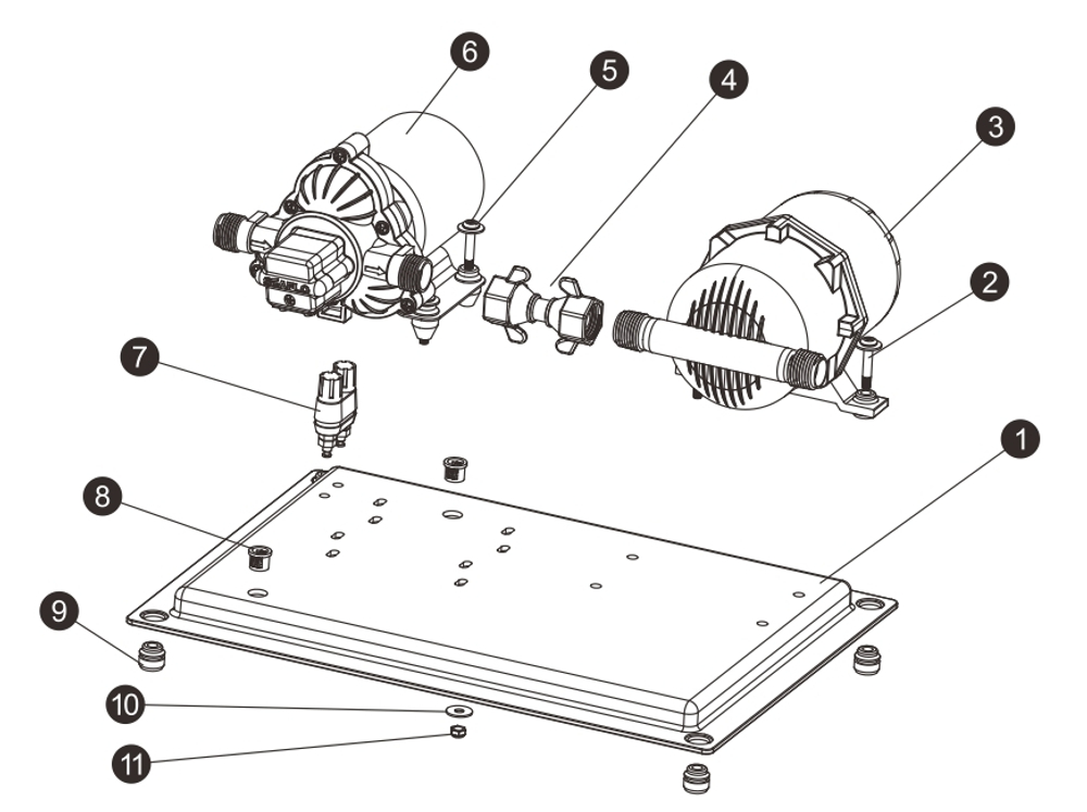 Комплект для умывальника SeaFlo с гидроаккумулятором 1 литр, 11,3 л/мин, 35PSI SFWSK1-030-045-002