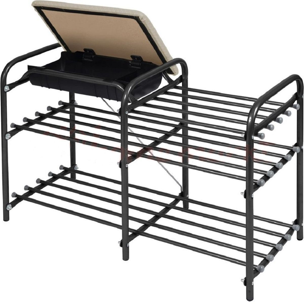 Полка для обуви, мет-л, 3 секц, 79х33х51 см, черный, слоновая кость, Nika, Люкс5, ЭТЛ5/2