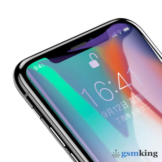 Baseus 0.3mm All-screen Full-glass Anti-bluelight Tempered Glass Film for iPhone X/XS/11 Pro Black SGAPIPHX-KD01