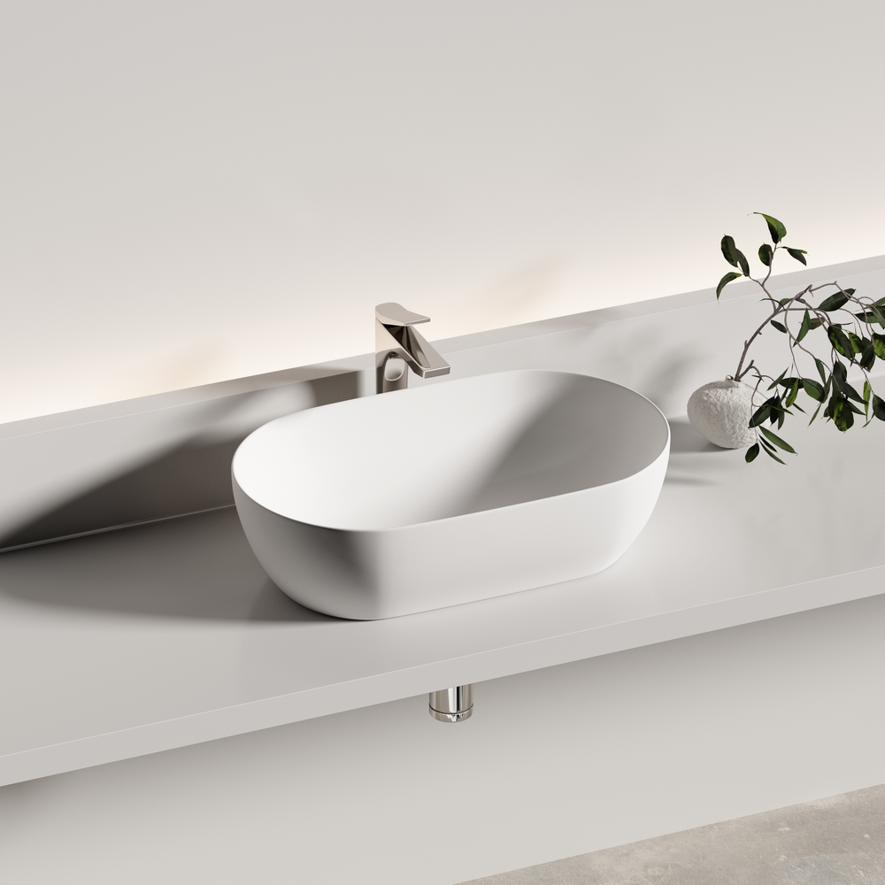 Раковина CERAMICANOVA Twist накладная овальной формы 500x300x140 белый матовый CN12001MW