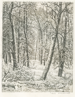 Шишкин Иван Иванович. Зима. Бумага, офорт. 1885–1891 гг.