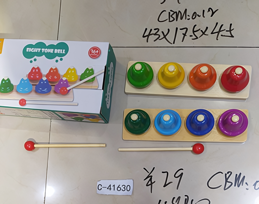 Металлофон деревянный с колокольчиками, коробка C-41630