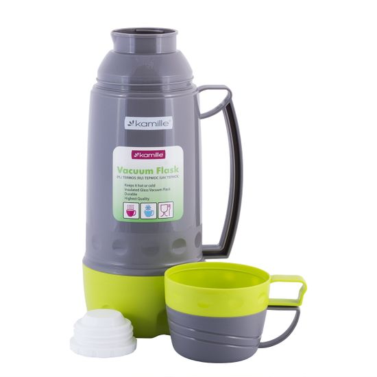 Термос 1 л. со стеклянной колбой Kamille KM 2080 пластиковый корпус