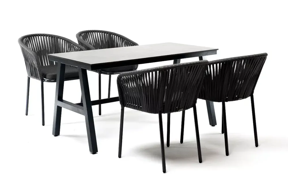 "Рио" обеденная группа на 4 персоны, стол HPL "серый гранит", цвет серый